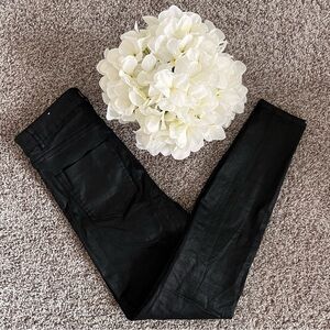 Zara Faux Leather Effect Coated Black Skinny Jeans Sz 4
